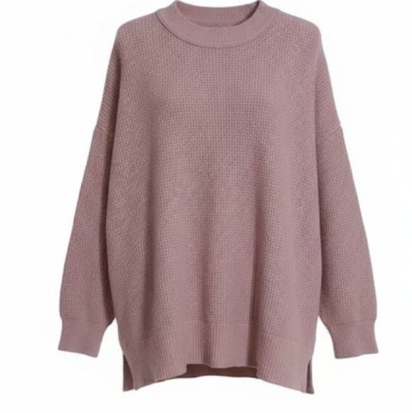 aerie Sweaters - Aerie Soft Pink Crew Neck Oversized Sweater size Medium Waffle Knit